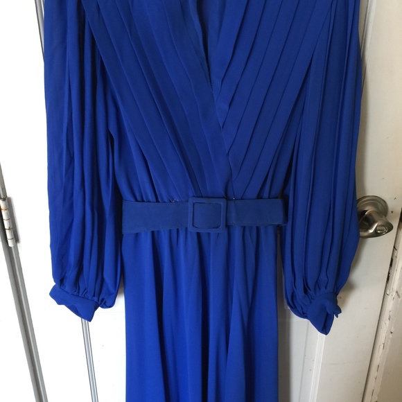 1970s ZiZi by Barbara Chodos Blue Poly Dress - Picture 5 of 8